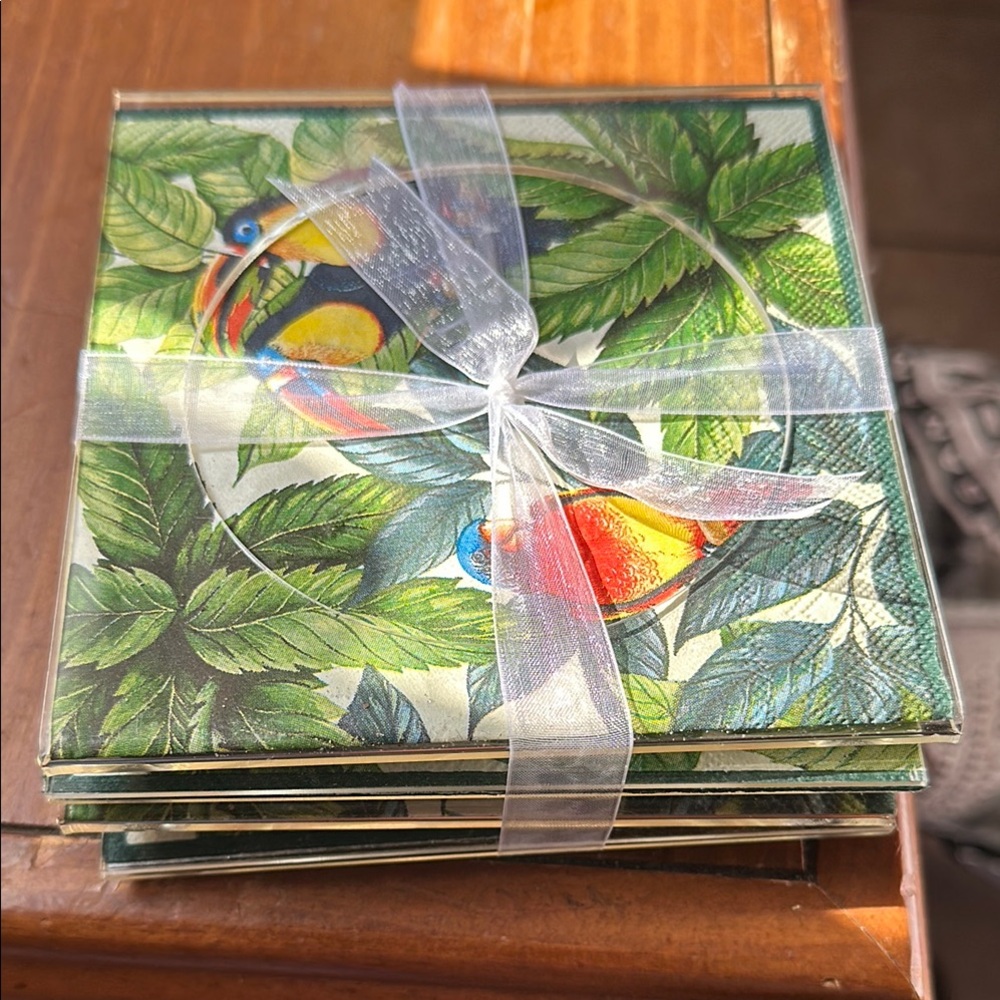 Tropical Parrot Coasters Set